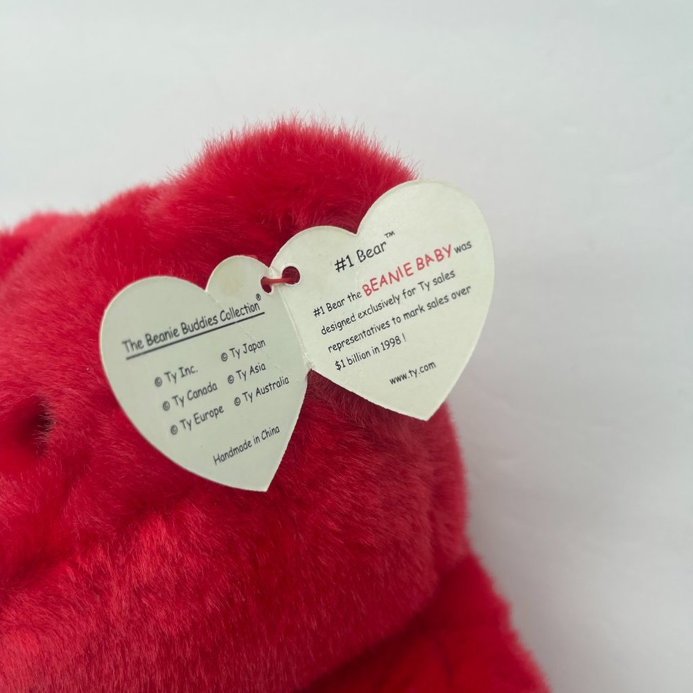 2002 RARE & RETIRED TY BEANIE BABY BUDDY#1 THE RED TEDDY BEAR 14" - Picture 5 of 9